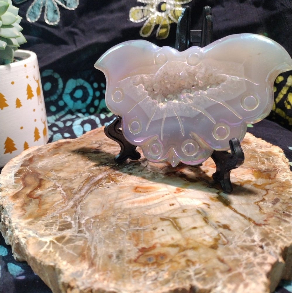 Aura coated butterfly carving